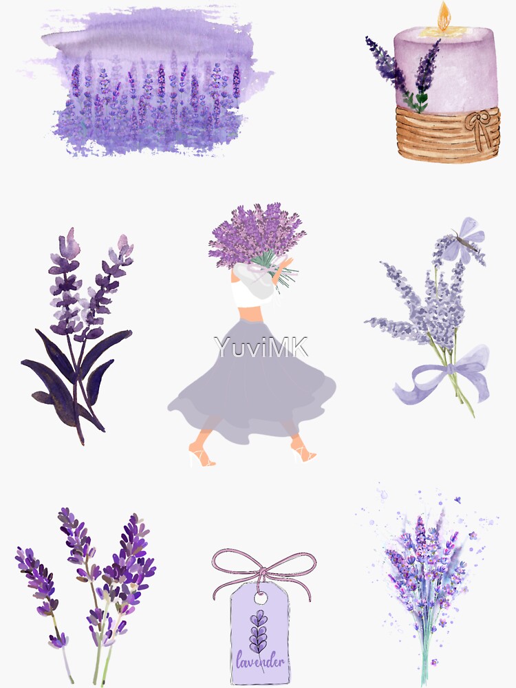 Lavender Bear Sticker Sheet, Kawaii Plant Stickers, Cute Planner Stickers,  Cottagecore Bullet Journal Stickers