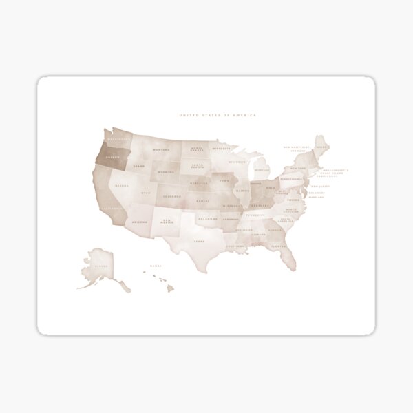 Beige taupe USA map with state names Sticker