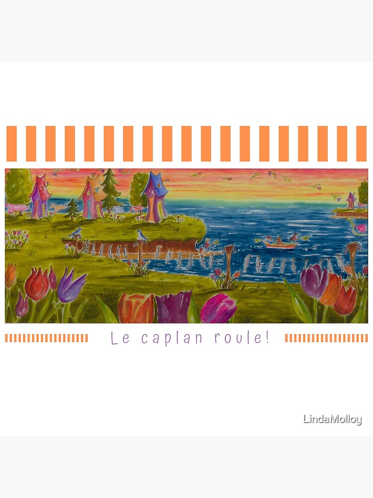Aperçu 4 sur 4. Coussin avec l'œuvre Linda Molloy - "Le caplan roule" ( 1ère version) créée et vendue par LindaMolloy.
