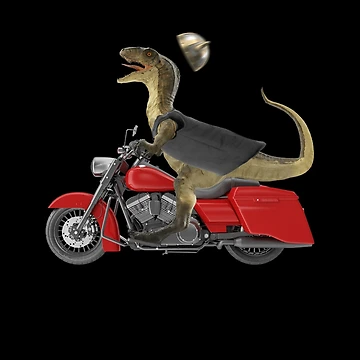 Artwork thumbnail, Dinosaur Raptor Riding Motor Bike by david parry