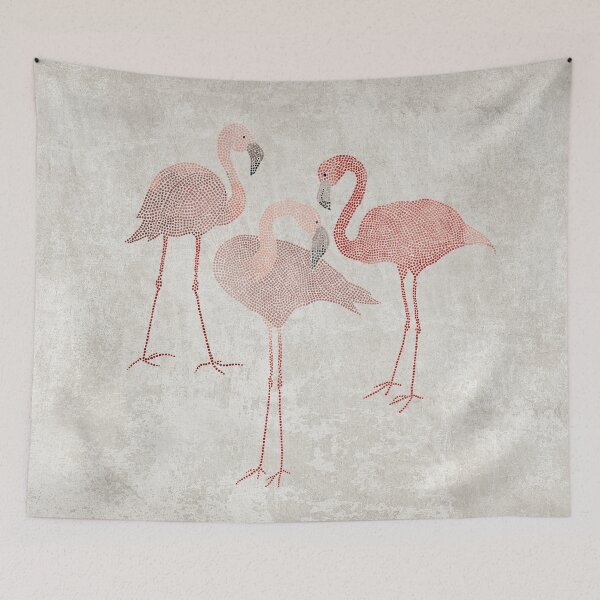 Item preview, Three pink flamingos on sand beige designed and sold by LavishSeason.