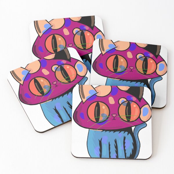 Item preview, Pink and blue mushroom cat designed and sold by Colonels  Basement.