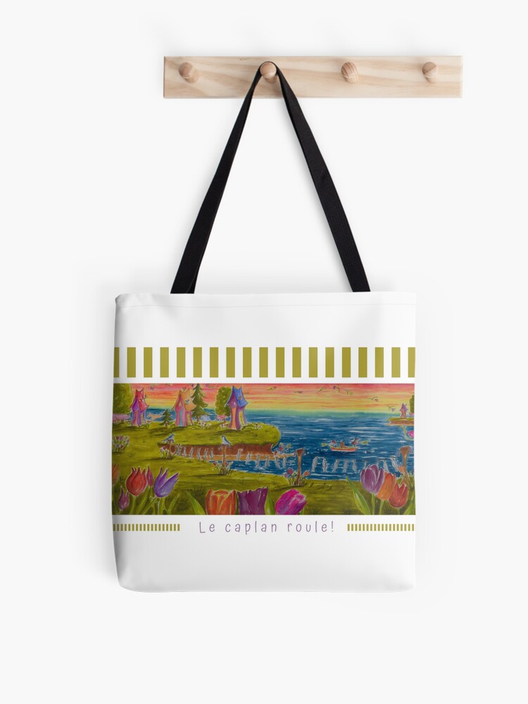 Aperçu 1 sur 2. Tote bag avec l'œuvre Linda Molloy - "Le caplan roule" (2e version) créée et vendue par LindaMolloy.