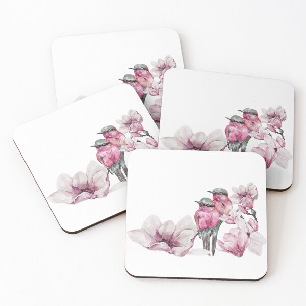 Item preview, Two Colourful Birds on Magnolia Flowers designed and sold by RonelBroderick.