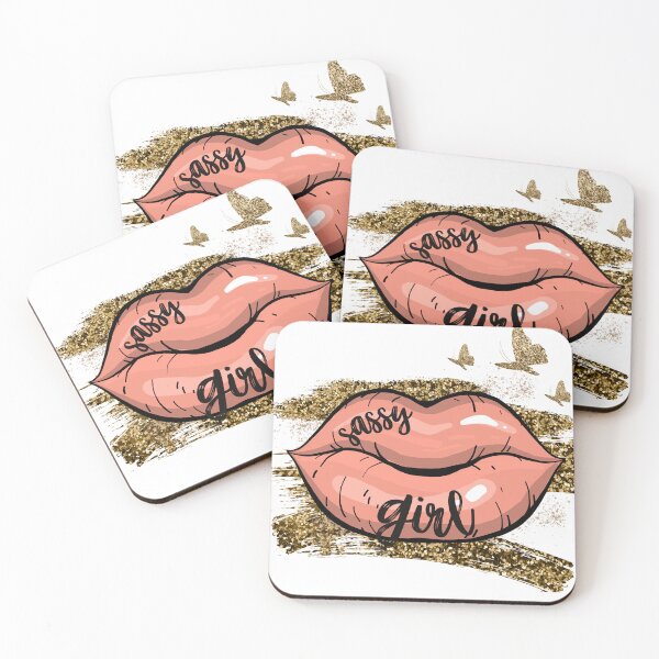 Item preview, Sassy girl lips and gold glitter buterfly designed and sold by Anna-Kik.