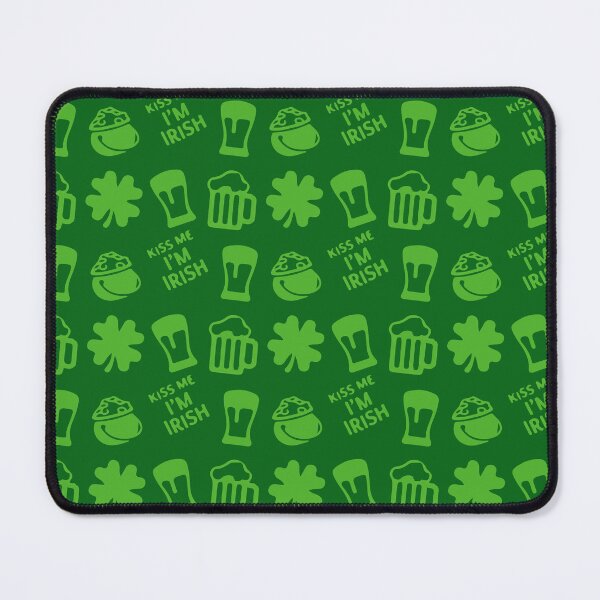 Item preview, Kiss Me I'm Irish, Happy Saint Patricks Shamrocks Wallpaper, Irish Lucky Four Leaf Clover Pattern, Lucky Green March 17 designed and sold by Eddyed.