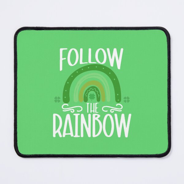 Item preview, Follow The Rainbow, Saint Patricks Rainbow Pin Button,Irish Lucky Four Leaf clover T-shirt and Mug designed and sold by Eddyed.