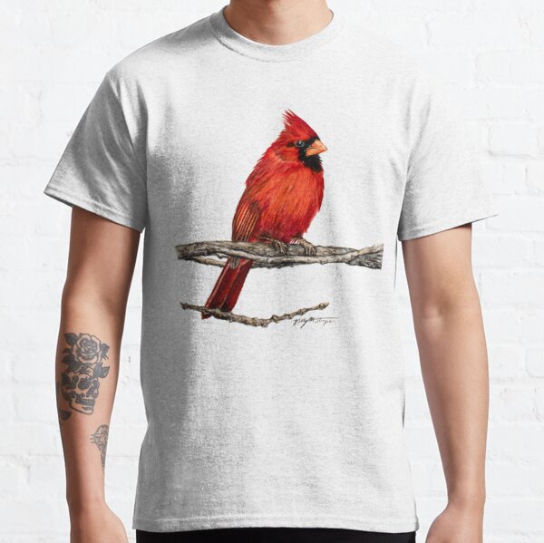 Men's Bird Shirt Winter Birds T Shirt Cardinal Blue Jay Woodpecker