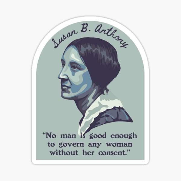 Vista previa del artículo con la obra «Retrato y cita de Susan B. Anthony», diseñado y vendido por Unhinged Heather.