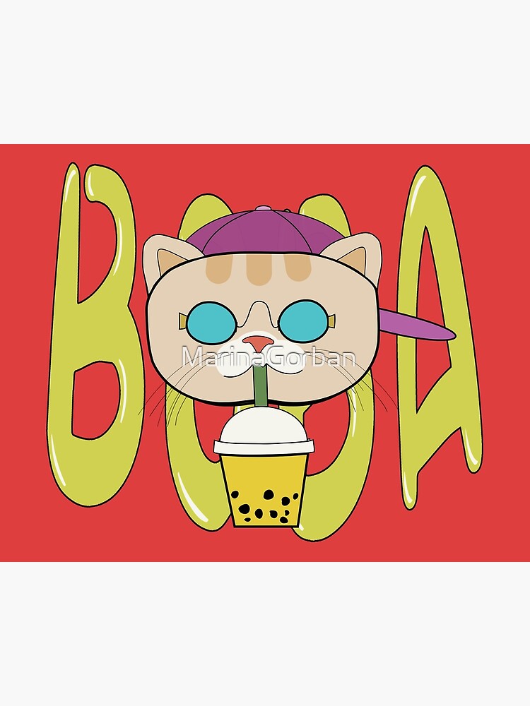 Boba milk tea with glasses Art Board Print for Sale by c4k5llc