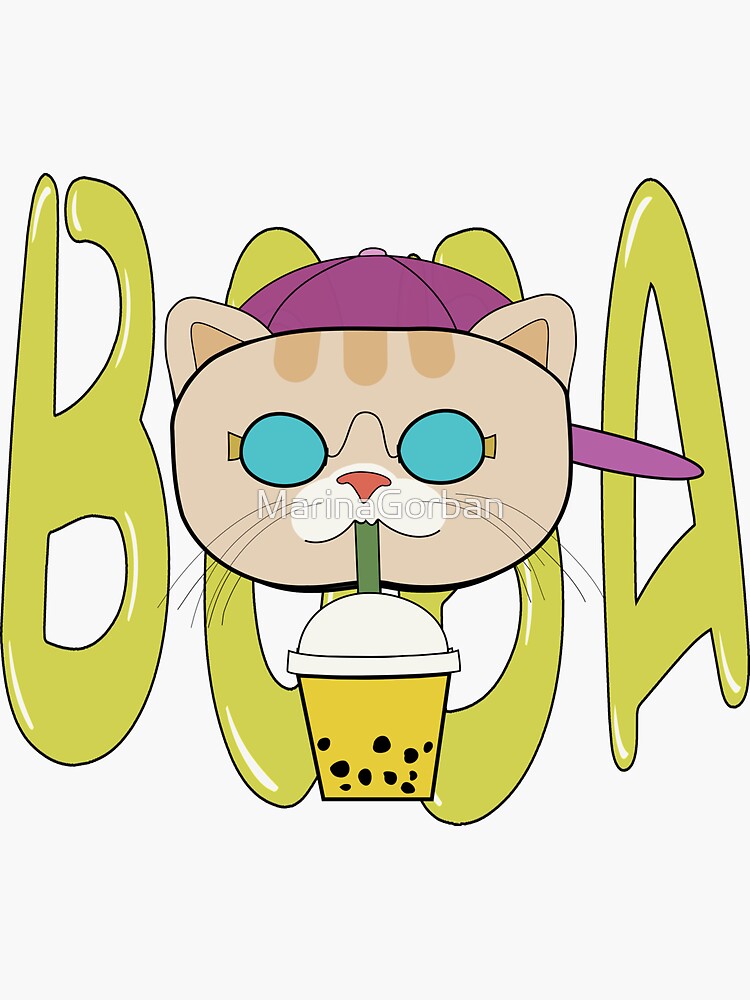 Boba milk tea with glasses Sticker for Sale by c4k5llc