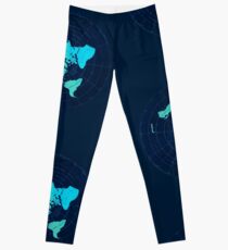 Flat Earth Map - Azimuthal Equidistant Projection Leggings