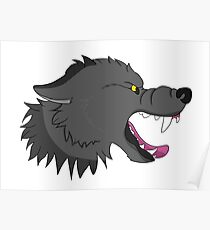 Snarly Side View Wolf Poster
