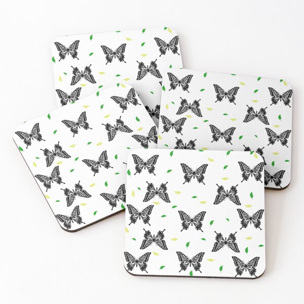 Item preview, Black Butterflies with yellow & green Fallen leaves designed and sold by Anna-cuteart3.