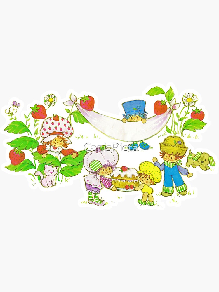 "Picnic With Strawberry & Friends" Vintage, Card, Inspired, Retro, Strawberry, Shortcake, SSC, Apple Dumplin, Huckleberry Pie, Raspberry Tart, Blueberry Muffin, Custard, Pupcake, Strawberries by CanisPicta