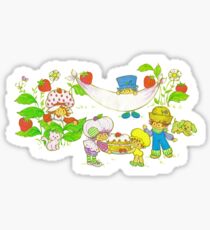 "Picnic With Strawberry & Friends" Vintage, Card, Inspired, Retro, Strawberry, Shortcake, SSC, Apple Dumplin, Huckleberry Pie, Raspberry Tart, Blueberry Muffin, Custard, Pupcake, Strawberries Sticker