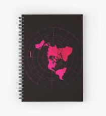 Flat Earth Map - Azimuthal Equidistant Projection Hot Pink Naval Style Design) Spiral Notebook