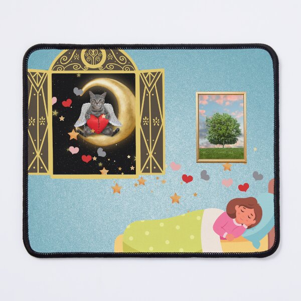 Item preview, Sleeping Girl Cat Angel Bears Heartbreak Moon Night Sky designed and sold by Kamira Gayle.
