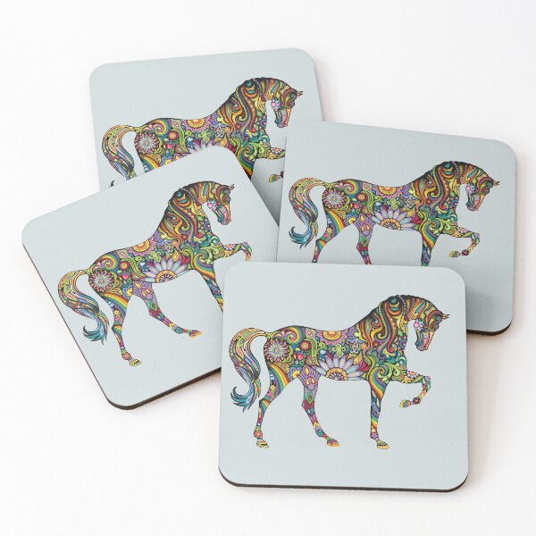 Item preview, Multicolored floral horse  designed and sold by Bonobofy.