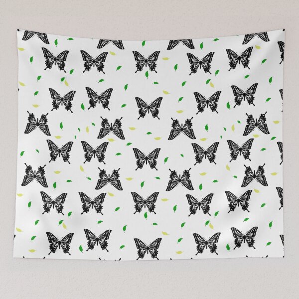 Item preview, Black Butterflies with yellow & green Fallen leaves designed and sold by Anna-cuteart3.