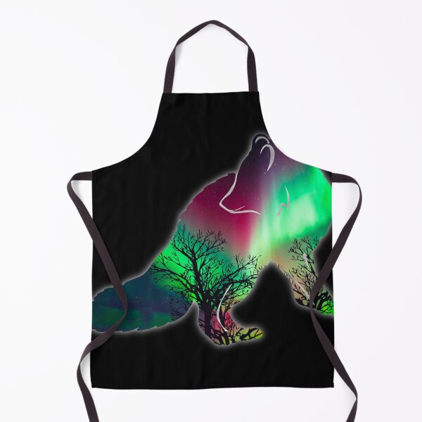 Item preview, Alaskan Arctic Fox Northern Light Scene filled Silhouette designed and sold by MGuyerArt.