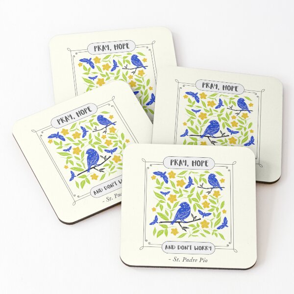 Item preview, Pray Hope and Don't Worry, Comfort from Padre Pio, With Blue Birds designed and sold by IceCreamMuseum.