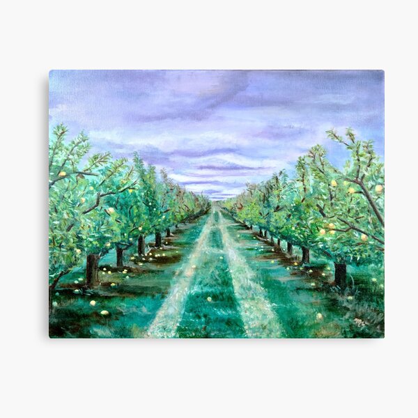 A Walk in the Orchard in Fall Canvas Print