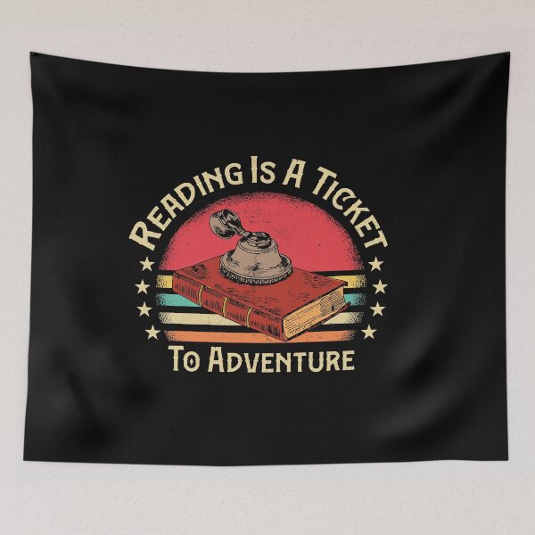 Item preview, Reading Is A Ticket To Adventure Funny Book Lovers Retro Vintage Colorful Sunset Gift For Women And Men designed and sold by pedrored369.