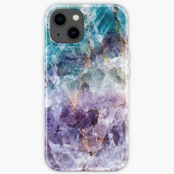 Cristal de quartz turquoise et violet Coque souple iPhone