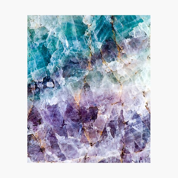 Turquoise & Purple Quartz Crystal Photographic Print