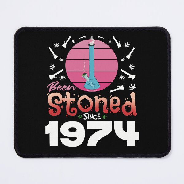 Item preview, Been stoned since 1974 (Pink retro vintage sunset with bong) designed and sold by YomeHayin.