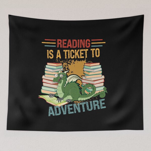 Item preview, Reading Is A Ticket To Adventure Funny Dragon Illustration Book Lovers Gift For Women And Men designed and sold by pedrored369.