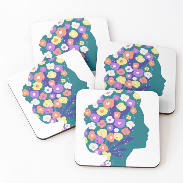 Item preview, boho eclectic flower lady head - Flowers Is My Life designed and sold by Joey Judd.