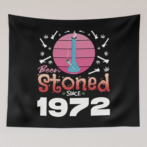 Item preview, Been stoned since 1972 (Pink retro vintage sunset with bong) designed and sold by YomeHayin.