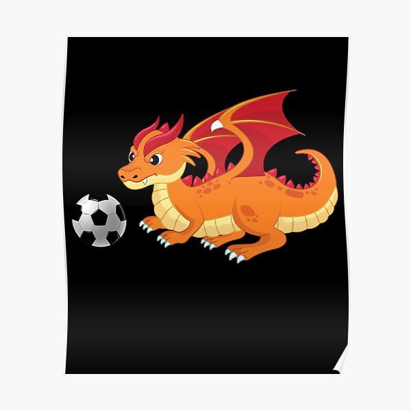 Dragon Playing Soccer ,Funny Good Dragon Football Lovers Purple Design