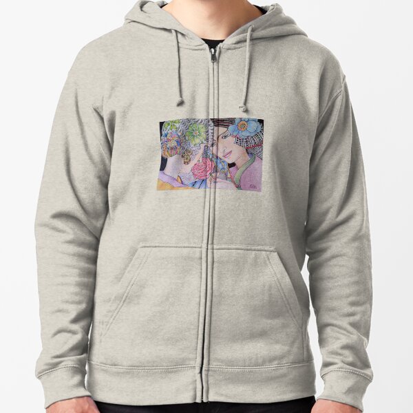 Art Deco Ladies Zipped Hoodie