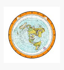 Flat Earth Map - (Azimuthal Equidistant Projection Map) - Beautiful Photographic Print