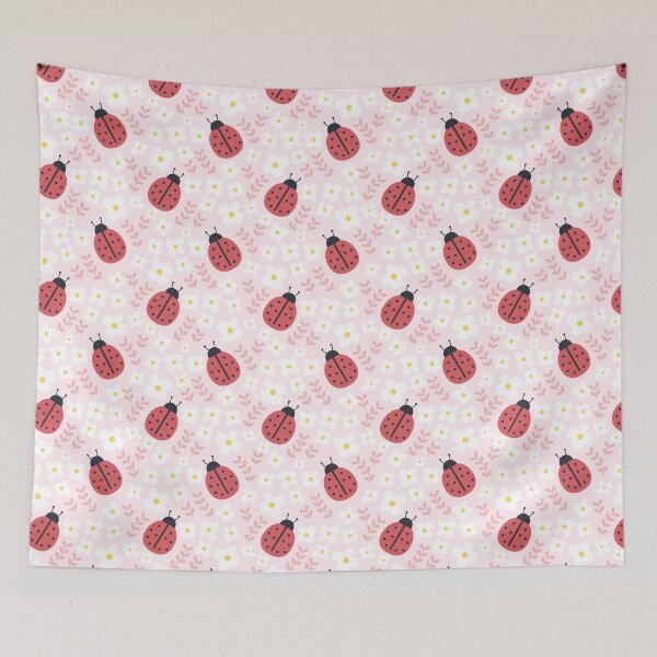 Item preview, Ladybugs and flowers seamless background repeating pattern designed and sold by EmilyFun.