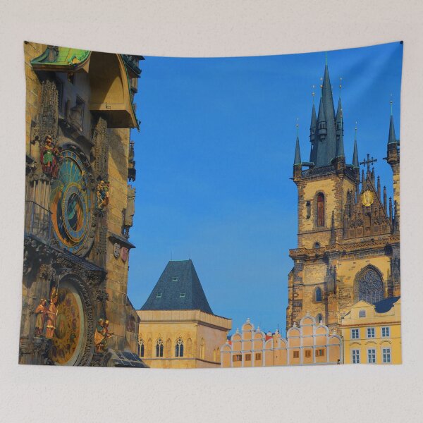 Item preview, Prague Astronomical Clock - Czech Republic Travel Wall Tapestry Tapestries Vintage designed and sold by travel101.