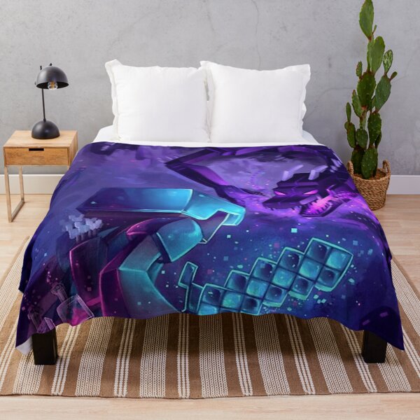 Minecraft Epic Enderdragon Battle Art Poster Throw Blanket