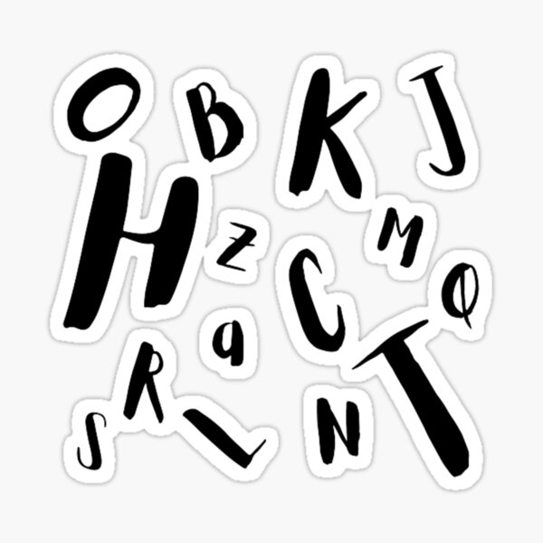 "Black and White Letters" Sticker by knightkid3 Redbubble