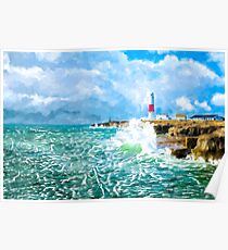Portland Bill Lightouse - Dorset Coast - British Landscape Art Poster