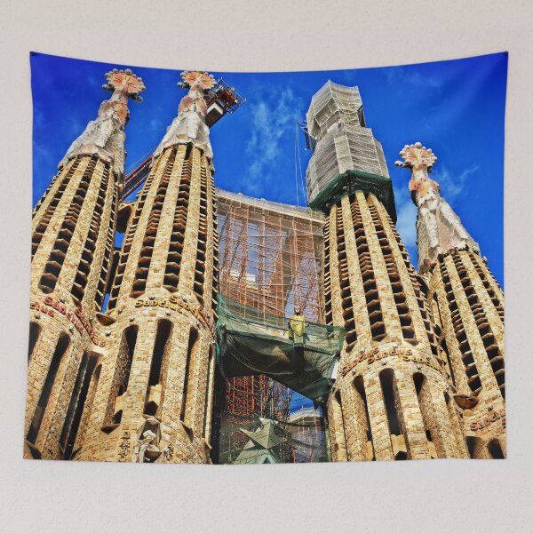 Item preview, Sagrata Familia in Barcelona Travel Europe - landscape digital wall tapestry designed and sold by travel101.
