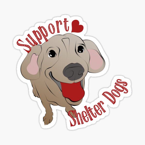 Love and support shelter dogs! A cute puppy is waiting for you! Sticker