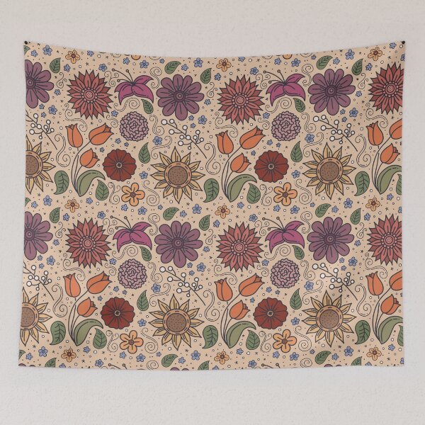 Item preview, Wildflowers Doodle Pattern | Golden Colorway designed and sold by Jackie Van Ryn.