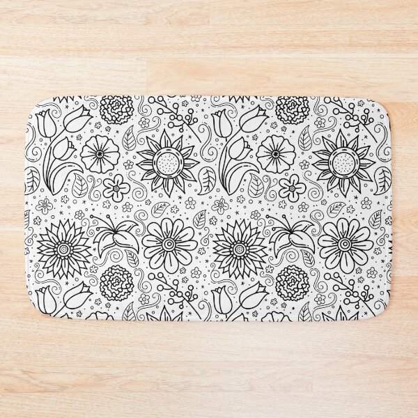 Item preview, Wildflowers Doodle Pattern | Black & White Colorway designed and sold by Jackie Van Ryn.