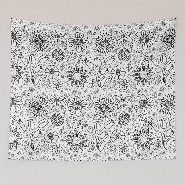 Item preview, Wildflowers Doodle Pattern | Black & White Colorway designed and sold by Jackie Van Ryn.