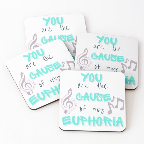 Item preview, You are the cause of my euphoria teal and music notes with treble clef designed and sold by MGuyerArt.