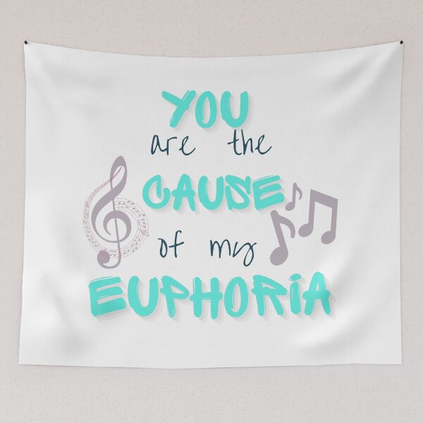 Item preview, You are the cause of my euphoria teal and music notes with treble clef designed and sold by MGuyerArt.