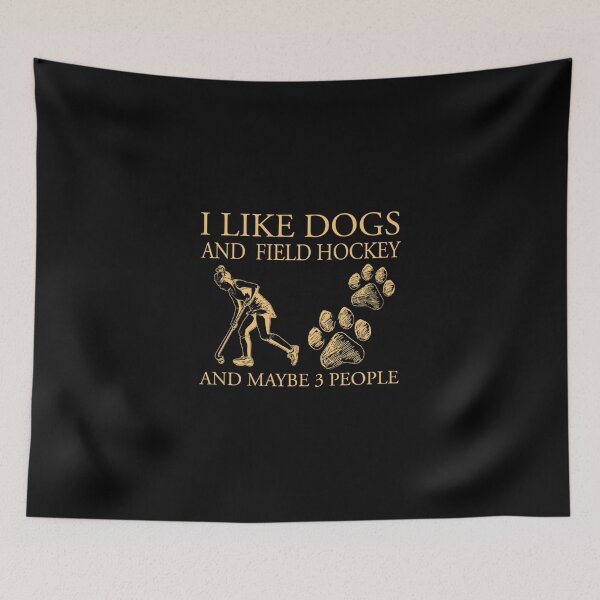 Artikelvorschau, Ich mag Hunde und Feldhockey-Klassiker-T-Shirt entworfen und verkauft von ethenfran6.